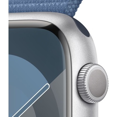 Apple Watch Serie 9 GPS 45mm Alluminio Silver con cinturino Sport Loop Winter Blue