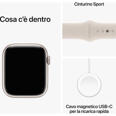 Apple Watch Serie 9 GPS 45mm Alluminio Starlight con cinturino Sport Band Starlight - M/L