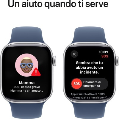 Apple Watch Series 10 GPS 42mm con cassa in alluminio argento e Denim Sport Band - M/L