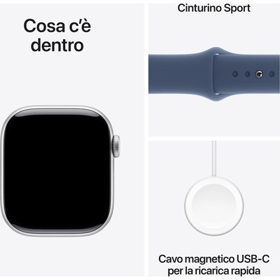 Apple Watch Series 10 GPS 42mm con cassa in alluminio argento e Denim Sport Band - M/L