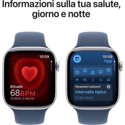 Apple Watch Series 10 GPS 46mm con cassa Alluminio argento e Denim Sport Band - M/L