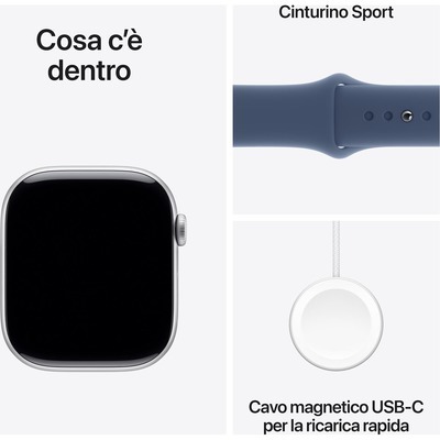 Apple Watch Series 10 GPS 46mm con cassa Alluminio argento e Denim Sport Band - M/L