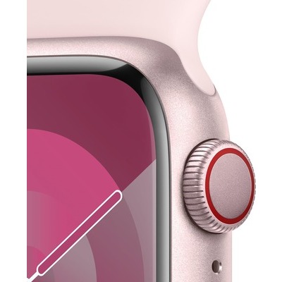 Apple Watch Series 9 GPS + Cellular 41mm Pink Alluminio con cinturino Sport Band Light Pink - S/M