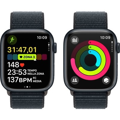 Apple Watch Series 9 GPS + Cellular 45mm Midnight Alluminio con cinturino Sport Loop Midnight