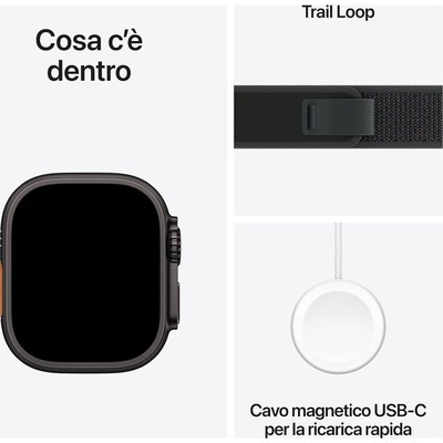 Apple Watch Ultra 2 GPS + Cellular 49mm con cassa Titanio nero e Black Trail Loop - S/M