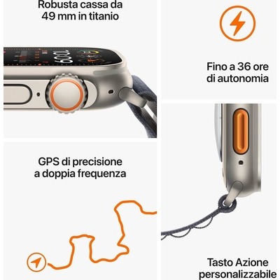 Apple Watch Ultra 2 GPS + Cellular 49mm Titanio con cinturino Orange/Beige Trail Loop - S/M