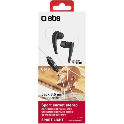Auricolare SBS Sport Light stereo in-ear, jack 3,5mm universale con tasto alla risposta, colore nero