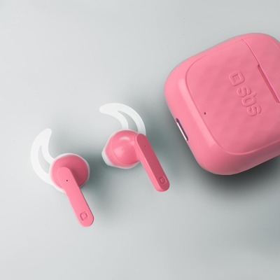 Auricolari SBS stereo con base ricarica rosa