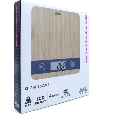 Bilancia da cucina AAAmaze AMKS0001 electronic bamboo kitchen scale display LCD capacita' 5Kg