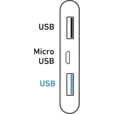 Caricabatterie portatile a ricarica rapida SBS serie pocket da 5000 mAh dotato di 1 ingresso Micro USB e due uscite USB da 1A e 2.1A white bianco Powerbank