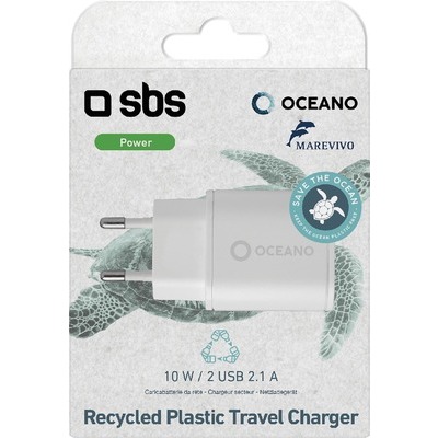 Caricabatterie SBS da Viaggio Eco-Friendly bianco