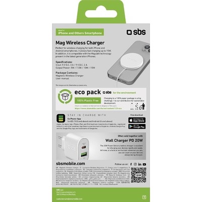 Caricabatterie wireless SBS compatibile con MagSafe bianco