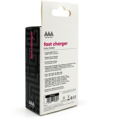 Caricatore da rete Fast charger AAAmaze PD 25W USB + Type-C bianco