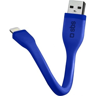 Cavo dati e ricarica SBS USB - lightning MFI lunghezza 12 cm, colore blu