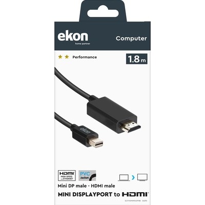 Cavo Ekon HDMI alta velocità con ethernet - mini DP 1,8 metri colore nero