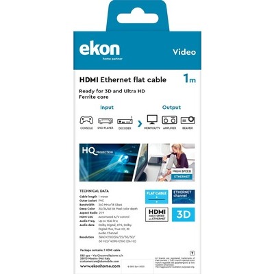 Cavo Ekon HDMI flat alta velocità con Ethernet 1 metro gold