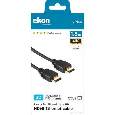 Cavo HDMI v.1.4 alta velocità con Ethernet, connettori gold, nucleo in ferrite. lunghezza 10 metri Ekon