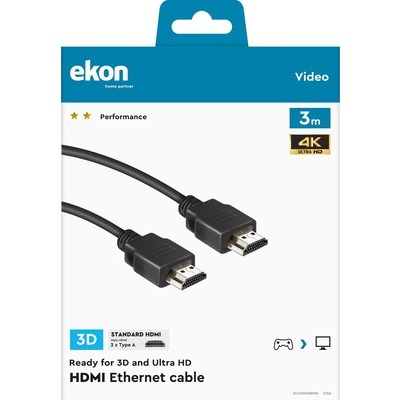 Cavo HDMI v.1.4 alta velocità maschio a HDMI maschio con Ethernet lunghezza cavo 3 metri Ekon