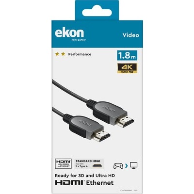 Cavo HDMI v.1.4 alta velocità maschio a HDMI maschio lunghezza cavo 1,8 metri Ekon