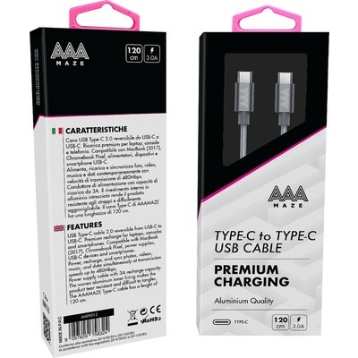 Cavo TYPE-C a TYPE-C AAAmaze AMIT0012 1,2 metri cavo USB TYPE-C 2.0 reversibile da USB-C a USB-C