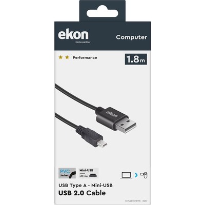 Cavo USB Ekon 2.0 A maschio a Mini USB maschio, lunghezza 1,8 metri