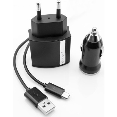 Chargers kit 3-in-1 da auto,rete,USB (2,1mAh) con connettore micro USB