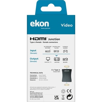 Connettore HDMI F a HDMI F, connettori GOLD Ekon