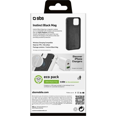 Cover Instinct SBS compatibile con MagSafe per iPhone 15, colore nero
