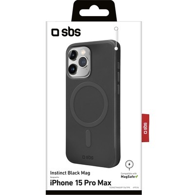 Cover Instinct SBS compatibile con MagSafe per iPhone 15 Pro Max colore nero