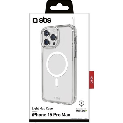 Cover Light Mag SBS compatibile con Magsafe per iPhone 15 Pro Max trasparente