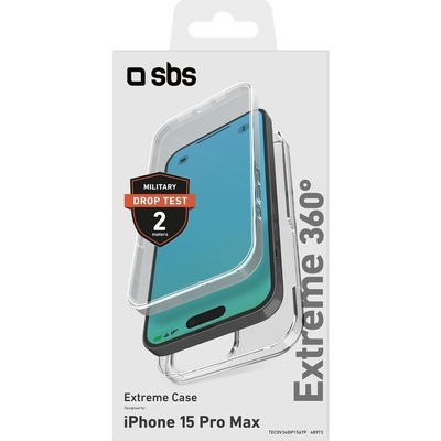 Cover SBS 360 per iPhone 15 Pro Max, trasparente