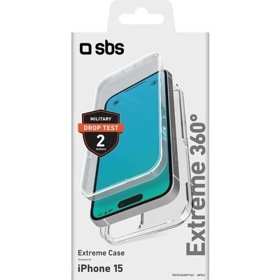 Cover SBS 360 per iPhone 15, trasparente
