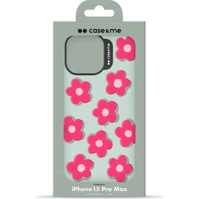 Cover SBS in silicone con pattern 3D Jelly Collection per iPhone 15 Pro Max verde / fiori rosa