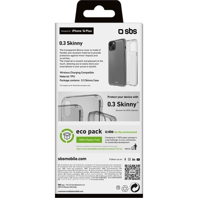 Cover skinny SBS per iPhone 14Plus trasparente