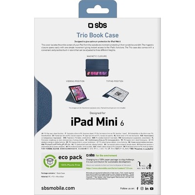 Custodia Book Pro SBS per iPad mini 6/iPad mini 5 blu