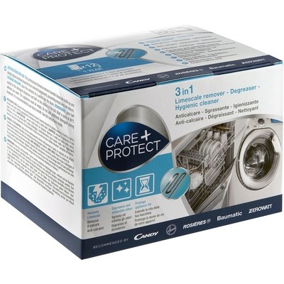 Detergente per lavatrice/lavastoviglie 3 in 1 Care+Protect,anticalcare,sgrassante,igienizzante,universale,6 bustine per 6 mesi di fornitura
