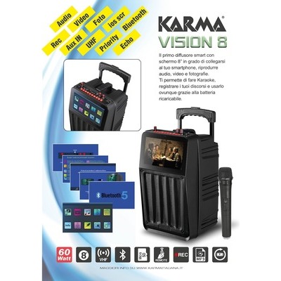 Diffusore con microfono e monitor Karma Vision 8
