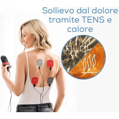 Dispositivo Beurer Tens/Ems EM59 terapia del dolore e stimolazione muscolare con funzione di riscaldamento relax e massaggio con elettrodi