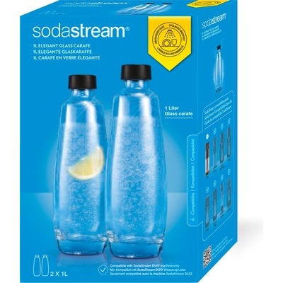 Kit 2 bottiglie Vetro Sodastream 1LT compatibili con gasatore Sodastream Duo
