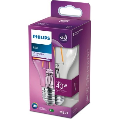 Lampadina goccia Philips filament E27 40W CLD