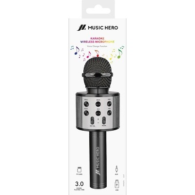 Microfono per Karaoke SBS wireless TF card e USB nero