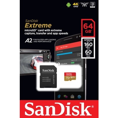 MicroSD San Disk Extreme Mobile 64GB XC con adattatore SD