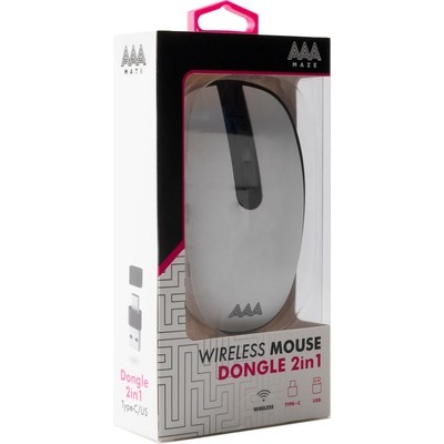 Mouse AAAmaze wireless DONGLE Type-C USB 2 in 1 bianco AMIT0025W