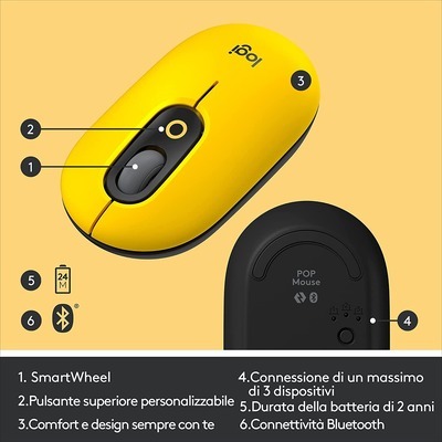 Mouse Logitech POP BLAST wireless giallo