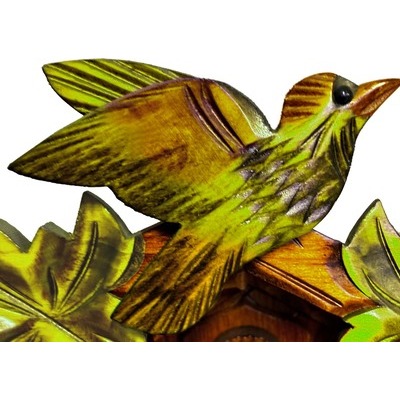 Orologio al quarzo a cucù Elite KU3522 Q colore noce con foglie e cuculo colorati