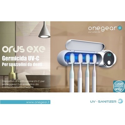 Porta spazzolino + sterilizzatore raggi UV-C Onegear Orus Exe multiplo 5 posizioni white bianco