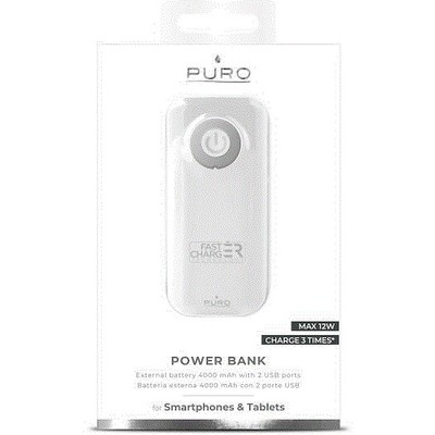 Powerbank Puro 4000 mAh white fast charger universale 2 USB