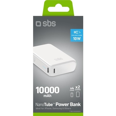 Powerbank SBS 10.000mAh 2x Type-C + USB 10W, colore bianco