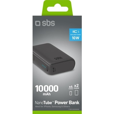 Powerbank SBS 10.000mAh, 2x Type-C + USB , 10W, colore nero