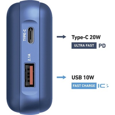 Powerbank SBS 10000 mAh 1USB + 1Type-C 20W azzurro